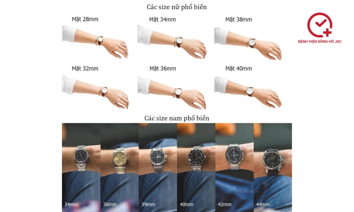 lựa chọn kích cỡ phù hợp với cổ tay để đeo đồng hồ nam chuẩn