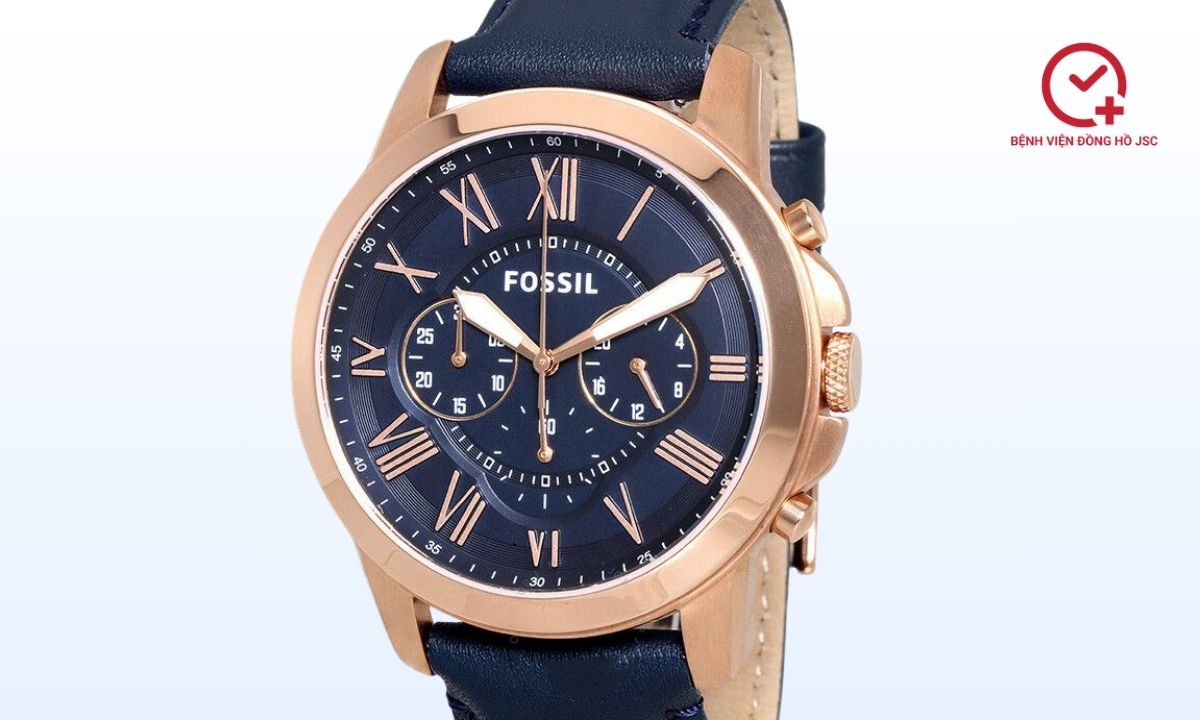 đồng hồ fossil dây da màu xanh