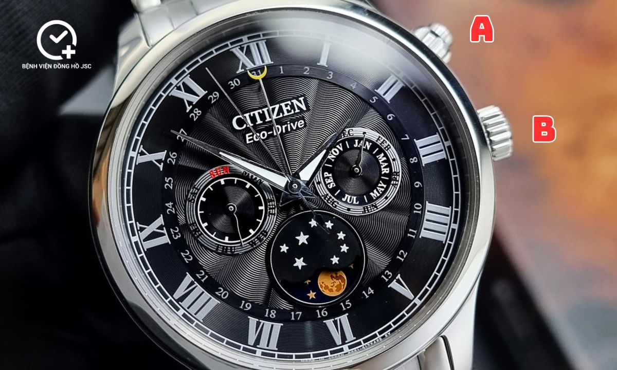 cách chỉnh đồng hồ citzen eco drive 2 nút