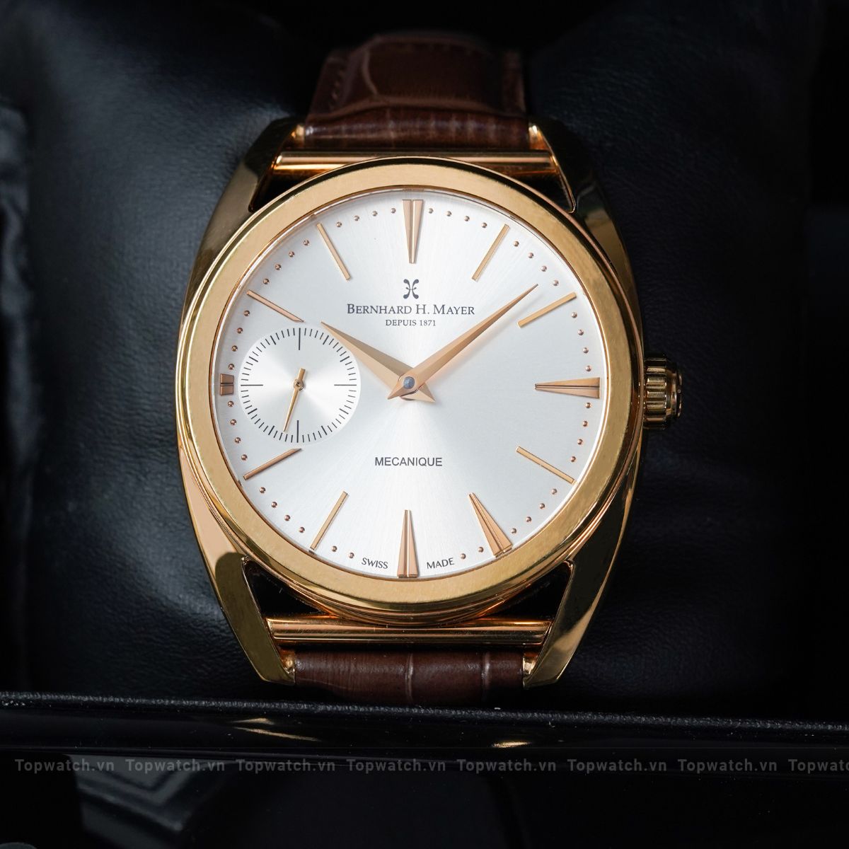 Đồng hồ Bernhard H.Mayer Silver Rose Gold PVD Plated Stainless Steel Leather Mecanique