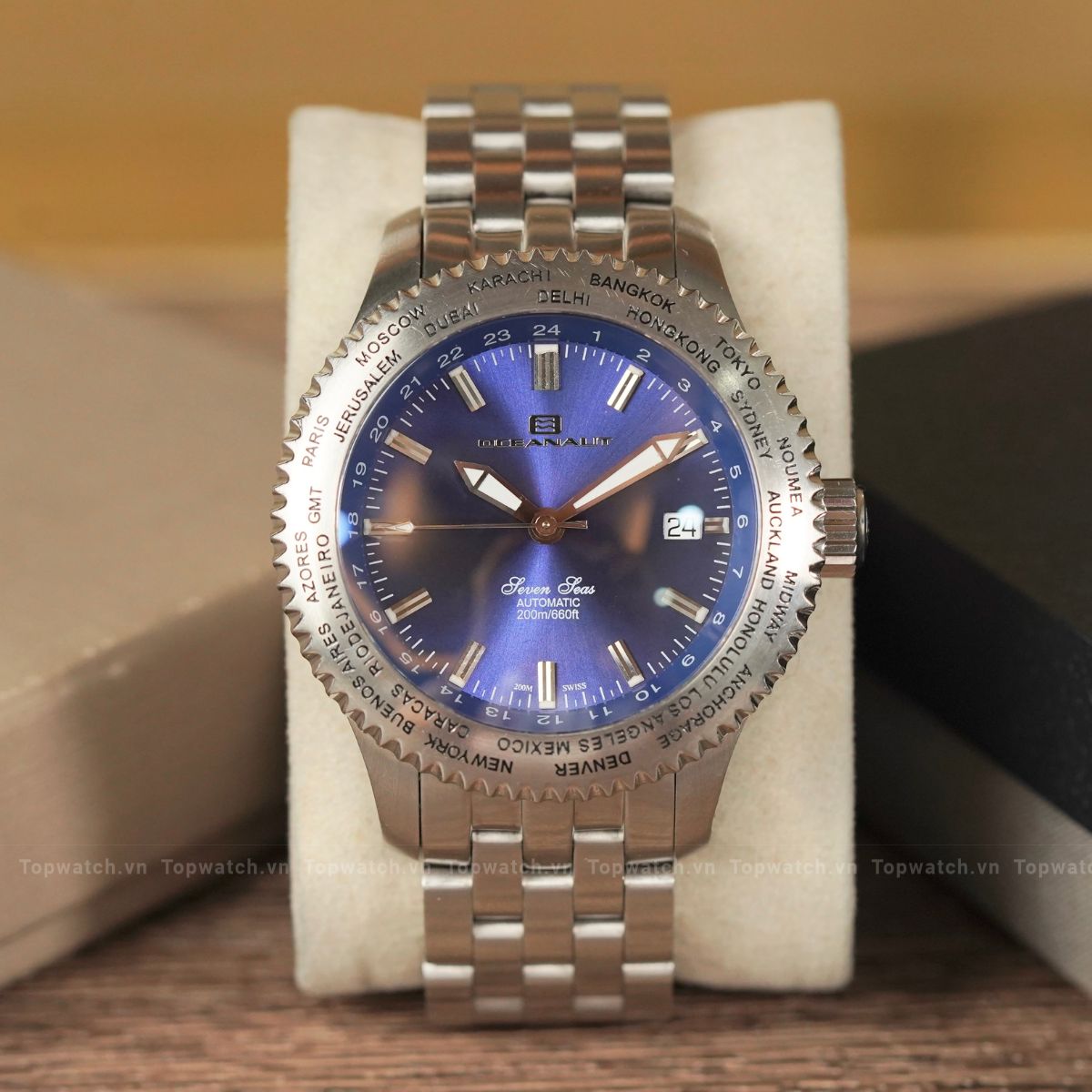 Đồng hồ OCEANAUT SWISS MADE SEVEN SEAS WORLD TIMER ETA 2824-2 AUTO 25 JEWELS RARE DIVER